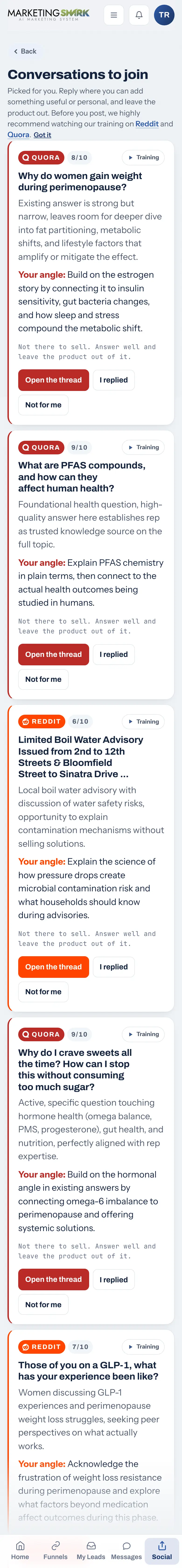Conversations picked for you in the app